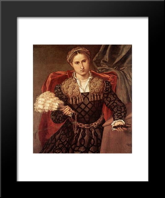 Portrait Of Laura Da Pola 20x24 Black Modern Wood Framed Art Print Poster by Lotto, Lorenzo