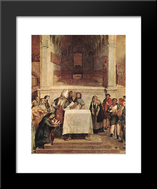 Presentation In The Temple 20x24 Black Modern Wood Framed Art Print Poster by Lotto, Lorenzo