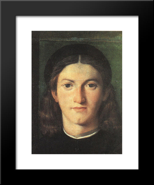 Head Of A Young Man 20x24 Black Modern Wood Framed Art Print Poster by Lotto, Lorenzo