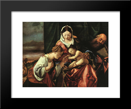 The Mystic Marriage Of St. Catherine 20x24 Black Modern Wood Framed Art Print Poster by Lotto, Lorenzo