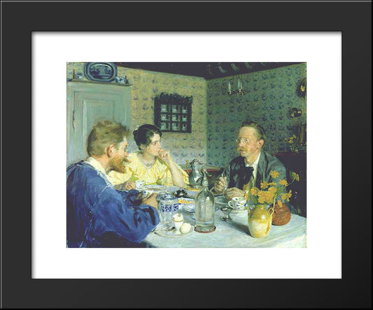 Almuerzo Con Otto Benzon 20x24 Black Modern Wood Framed Art Print Poster by Kroyer, Peder Severin