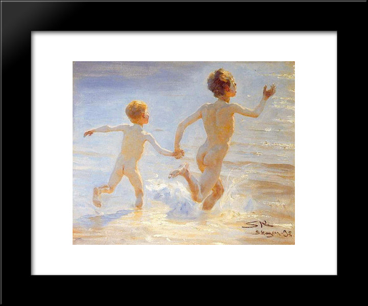 Playa De Skagen 20x24 Black Modern Wood Framed Art Print Poster by Kroyer, Peder Severin