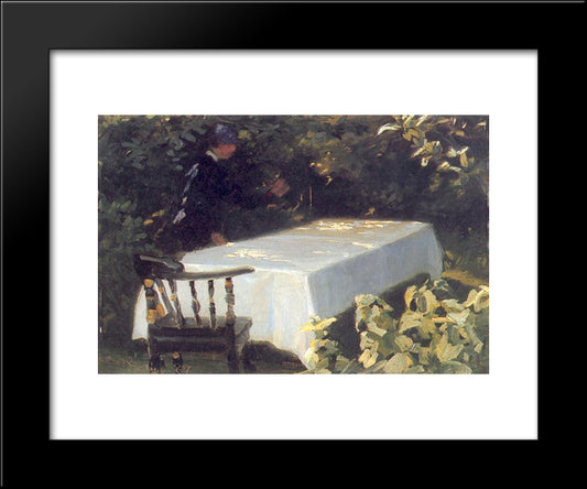 Mesa En El Jard­n 20x24 Black Modern Wood Framed Art Print Poster by Kroyer, Peder Severin