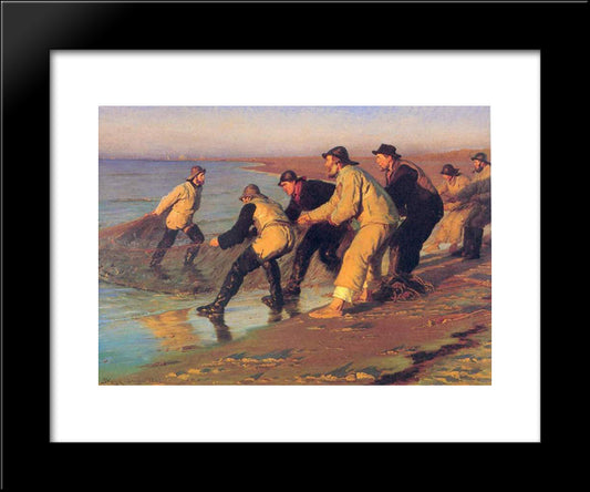 Pescadores En La Playa 20x24 Black Modern Wood Framed Art Print Poster by Kroyer, Peder Severin