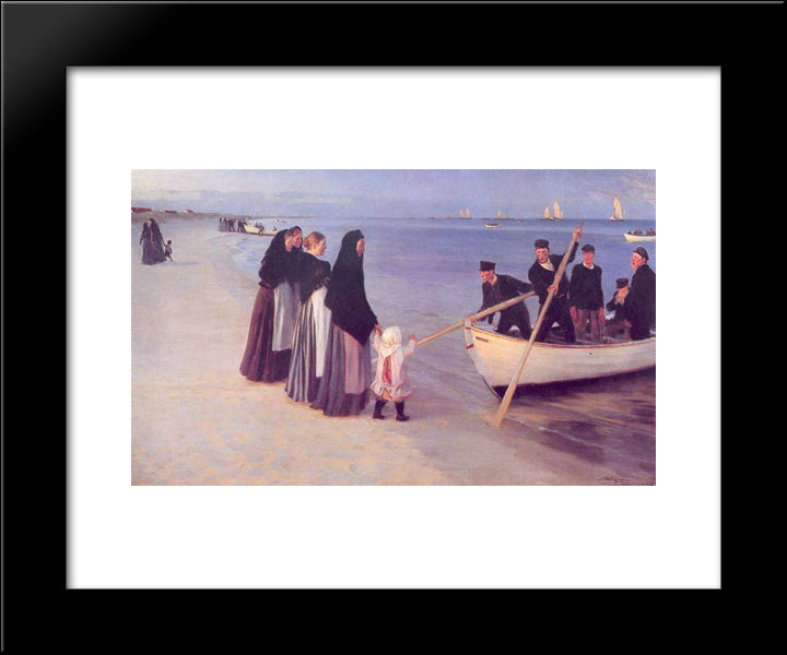 Pescadores En Skagen 20x24 Black Modern Wood Framed Art Print Poster by Kroyer, Peder Severin