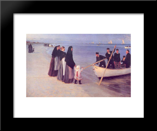 Pescadores En Skagen 20x24 Black Modern Wood Framed Art Print Poster by Kroyer, Peder Severin