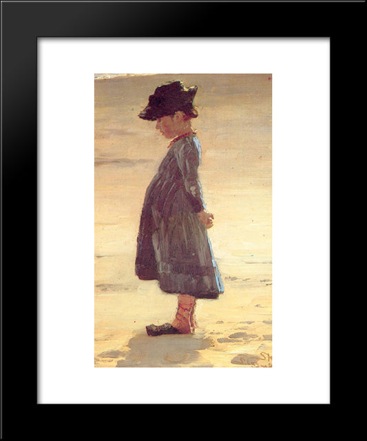 Nina En La Playa 20x24 Black Modern Wood Framed Art Print Poster by Kroyer, Peder Severin