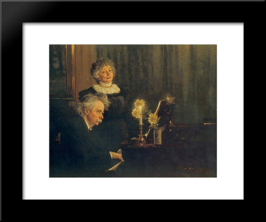 Nina Y Edvard Grieg 20x24 Black Modern Wood Framed Art Print Poster by Kroyer, Peder Severin