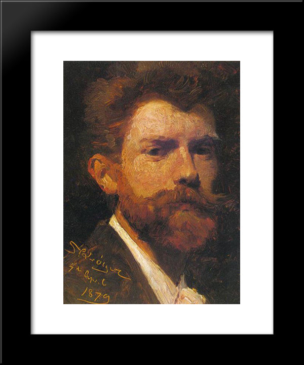 Autorretrato 20x24 Black Modern Wood Framed Art Print Poster by Kroyer, Peder Severin