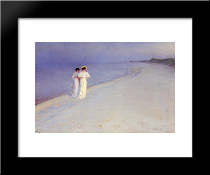 Tade De Verano En La Playa 20x24 Black Modern Wood Framed Art Print Poster by Kroyer, Peder Severin