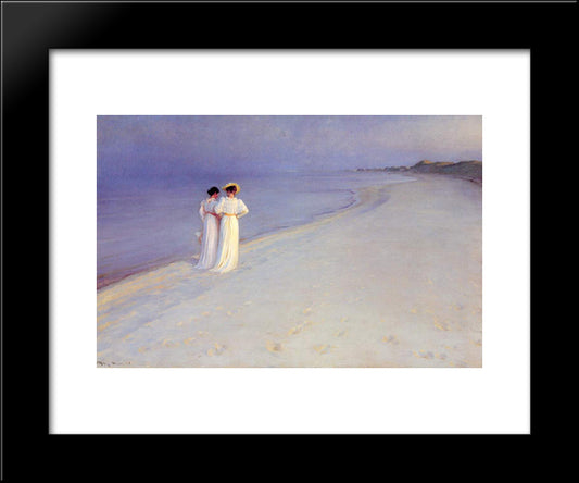 Tade De Verano En La Playa 20x24 Black Modern Wood Framed Art Print Poster by Kroyer, Peder Severin