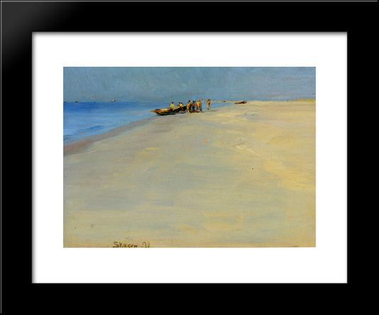 Fiskere Pa Skagens Strand 20x24 Black Modern Wood Framed Art Print Poster by Kroyer, Peder Severin