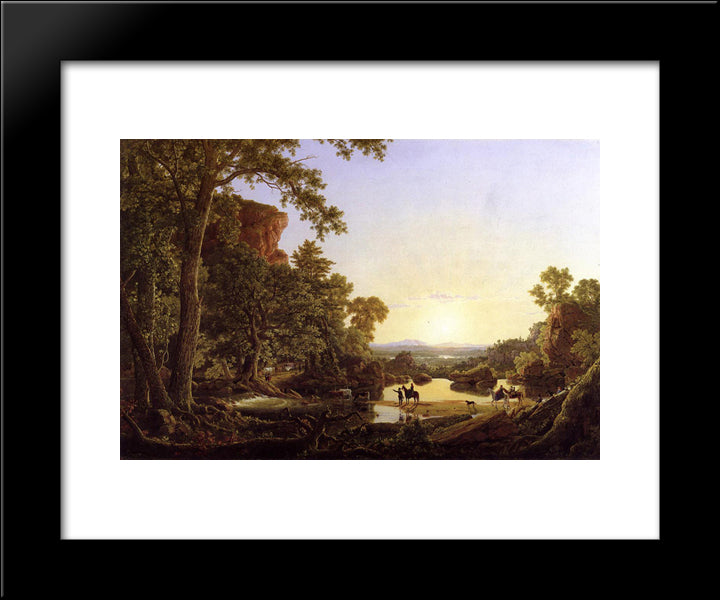 Hooker And Company Journeying Through The Wilderness From Plymouth To Hartford, In 1636 20x24 Black Modern Wood Framed Art Print Poster by Church, Frederic Edwin