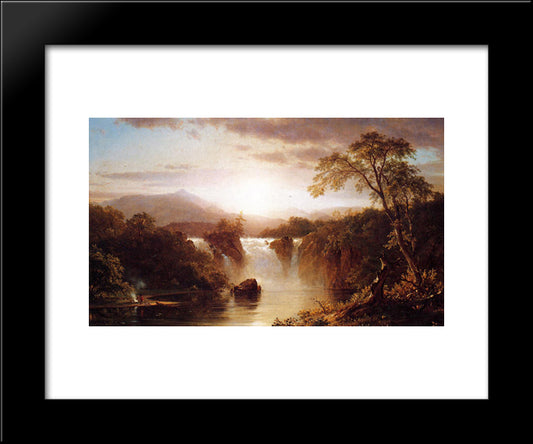 Landscape With Waterfall 20x24 Black Modern Wood Framed Art Print Poster by Church, Frederic Edwin