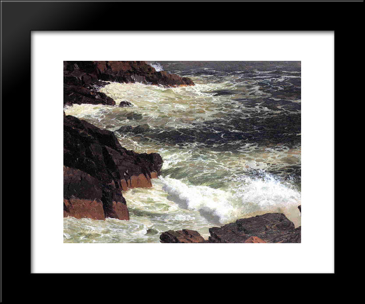 Rough Surf, Mount Desert Island 20x24 Black Modern Wood Framed Art Print Poster by Church, Frederic Edwin