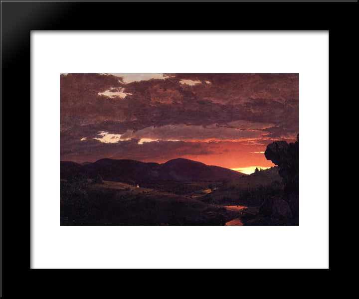 Twilight, 'Short Arbiter 'Twixt Day And Night' 20x24 Black Modern Wood Framed Art Print Poster by Church, Frederic Edwin