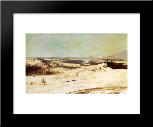 View From Olana In The Snow 20x24 Black Modern Wood Framed Art Print Poster by Church, Frederic Edwin