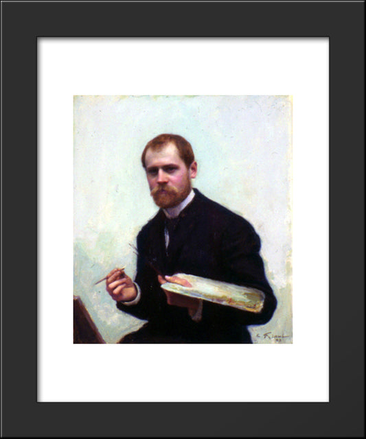 Self'Portrait 20x24 Black Modern Wood Framed Art Print Poster by Friant, Emile