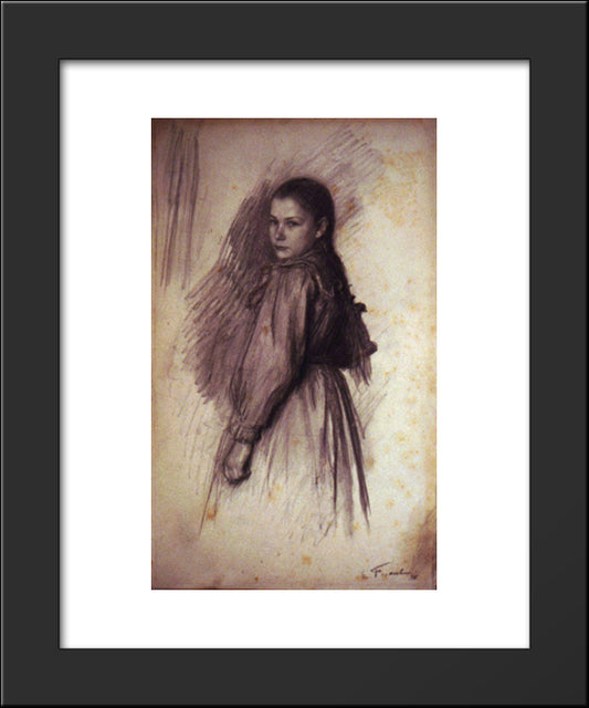 Young Girl 20x24 Black Modern Wood Framed Art Print Poster by Friant, Emile