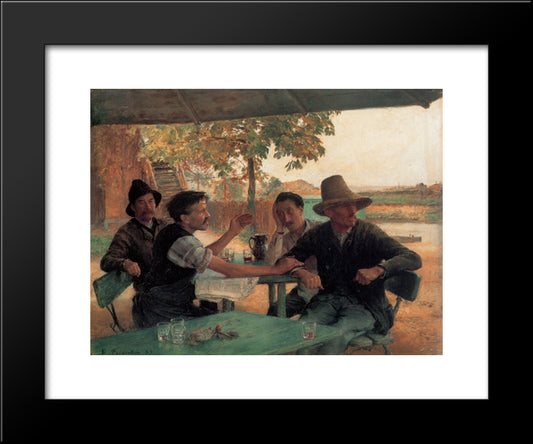 La Discussion Politique 20x24 Black Modern Wood Framed Art Print Poster by Friant, Emile