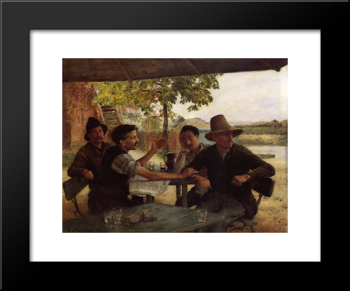 Discussion Politique 20x24 Black Modern Wood Framed Art Print Poster by Friant, Emile