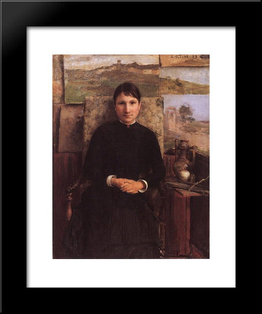 Portrait De Mme Petitjean 20x24 Black Modern Wood Framed Art Print Poster by Friant, Emile