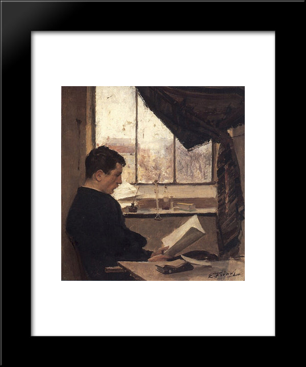 Autoportrait, Dit Un Etudiant 20x24 Black Modern Wood Framed Art Print Poster by Friant, Emile