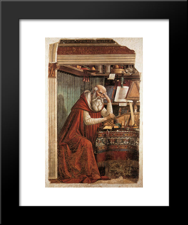 St Jerome In His Study 20x24 Black Modern Wood Framed Art Print Poster by Ghirlandaio, Domenico