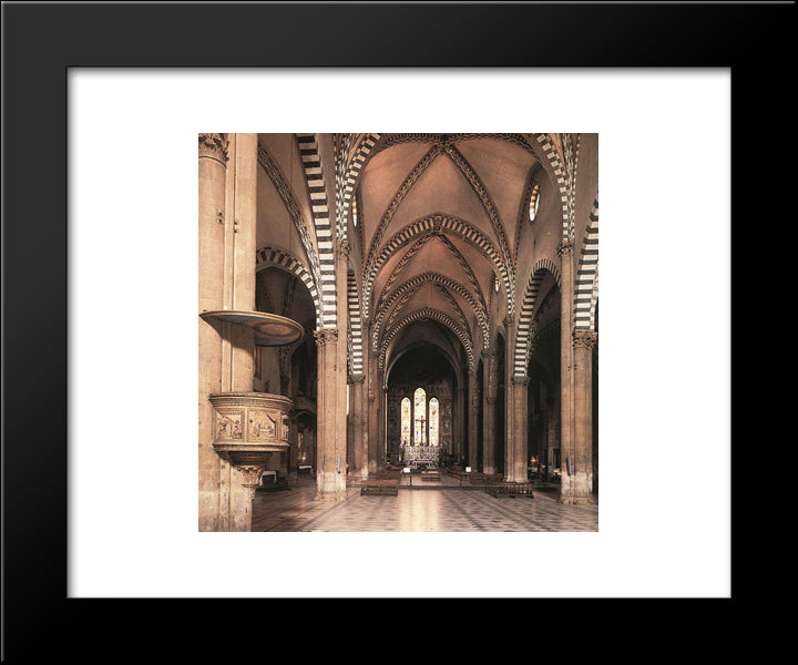 View Along The Nave To The Tornabuoni Chapel 20x24 Black Modern Wood Framed Art Print Poster by Ghirlandaio, Domenico