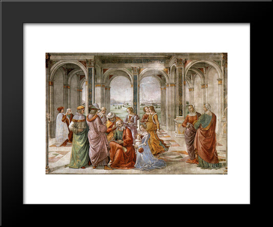 Zacharias Writes Down The Name Of His Son 20x24 Black Modern Wood Framed Art Print Poster by Ghirlandaio, Domenico