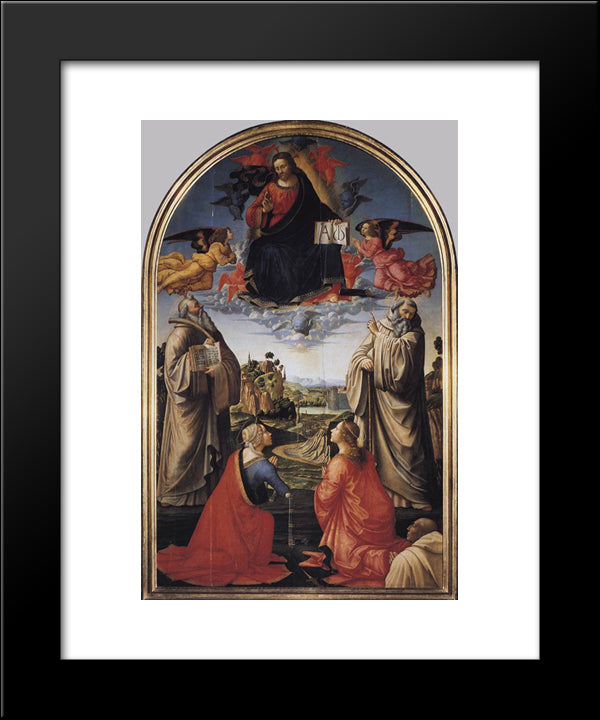 Christ In Heaven With Four Saints And A Donor 20x24 Black Modern Wood Framed Art Print Poster by Ghirlandaio, Domenico