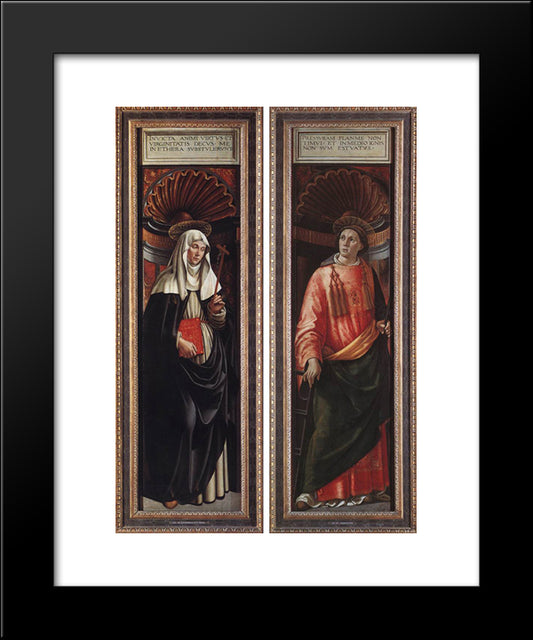 St Catherine Of Siena And St Lawrence 20x24 Black Modern Wood Framed Art Print Poster by Ghirlandaio, Domenico