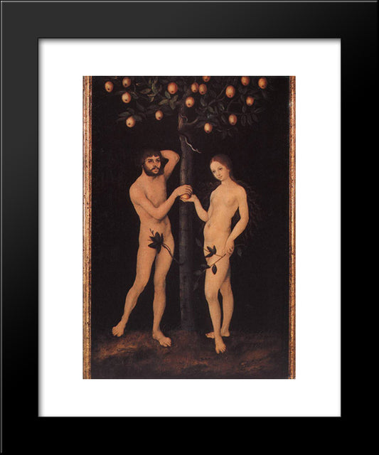 Adam And Eve 20x24 Black Modern Wood Framed Art Print Poster by Cranach the Elder, Lucas