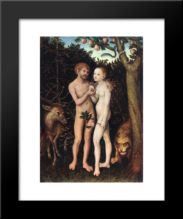 Adam And Eve 20x24 Black Modern Wood Framed Art Print Poster by Cranach the Elder, Lucas