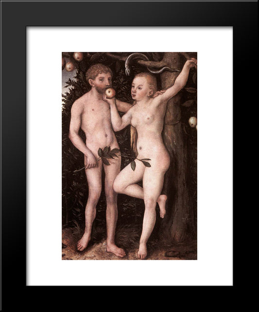 Adam And Eve 20x24 Black Modern Wood Framed Art Print Poster by Cranach the Elder, Lucas