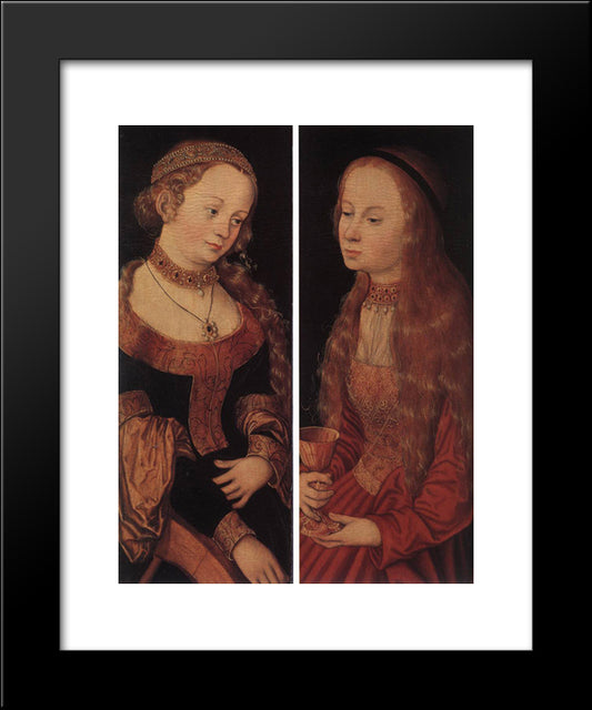 St Catherine Of Alexandria And St Barbara 20x24 Black Modern Wood Framed Art Print Poster by Cranach the Elder, Lucas