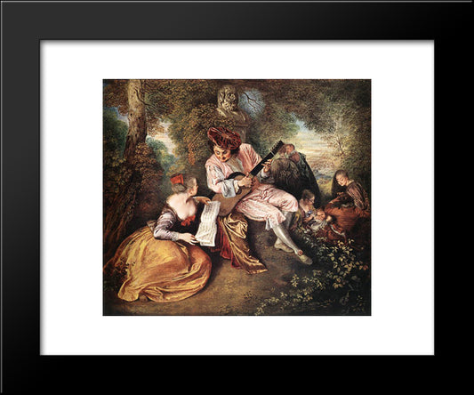 La Gamme D'Amour 20x24 Black Modern Wood Framed Art Print Poster by Watteau, Antoine