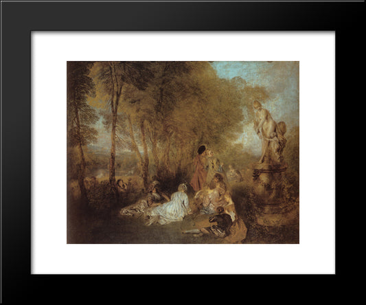 The Festival Of Love 20x24 Black Modern Wood Framed Art Print Poster by Watteau, Antoine