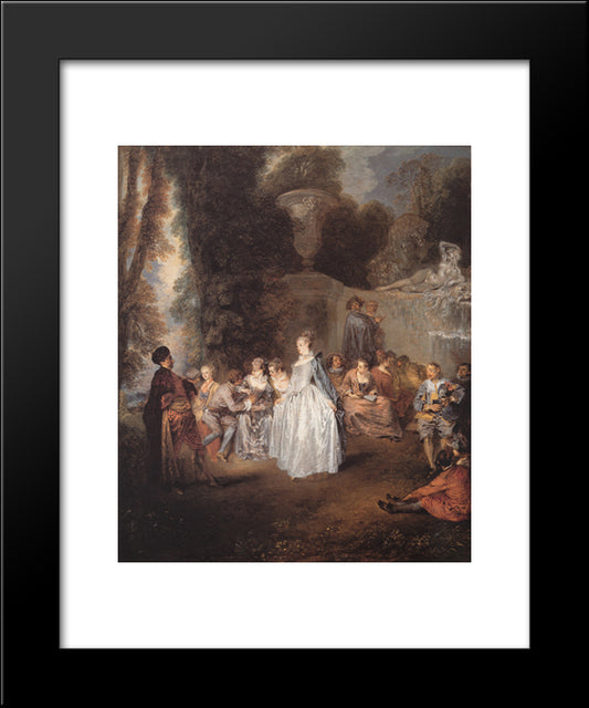 Les Fetes Venitiennes 20x24 Black Modern Wood Framed Art Print Poster by Watteau, Antoine