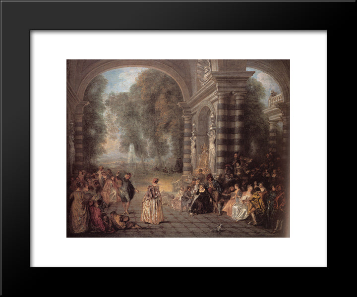 Les Plaisirs Du Bal 20x24 Black Modern Wood Framed Art Print Poster by Watteau, Antoine