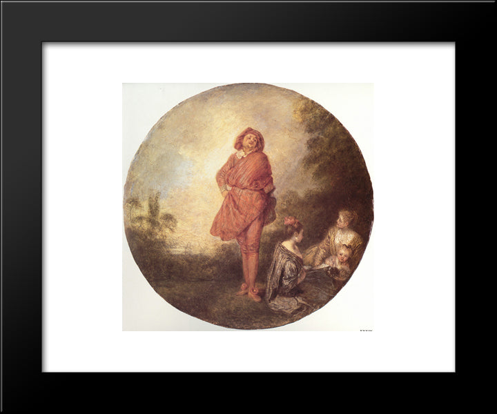 L'Orgueilleux 20x24 Black Modern Wood Framed Art Print Poster by Watteau, Antoine