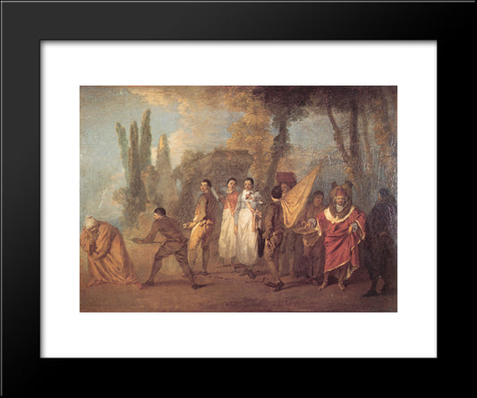 Qu'Ay'Je Fait, Assassins Maudits 20x24 Black Modern Wood Framed Art Print Poster by Watteau, Antoine