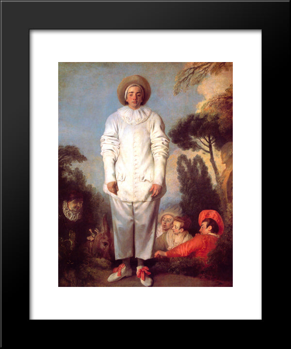 Pierrot 20x24 Black Modern Wood Framed Art Print Poster by Watteau, Antoine