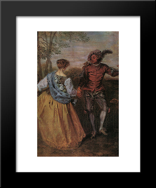 The Shepherds ' Detail 20x24 Black Modern Wood Framed Art Print Poster by Watteau, Antoine