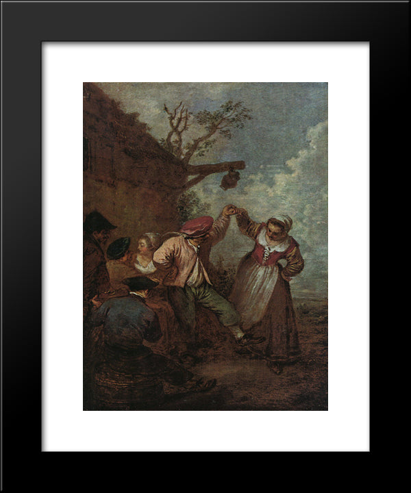 Peasant Dance 20x24 Black Modern Wood Framed Art Print Poster by Watteau, Antoine