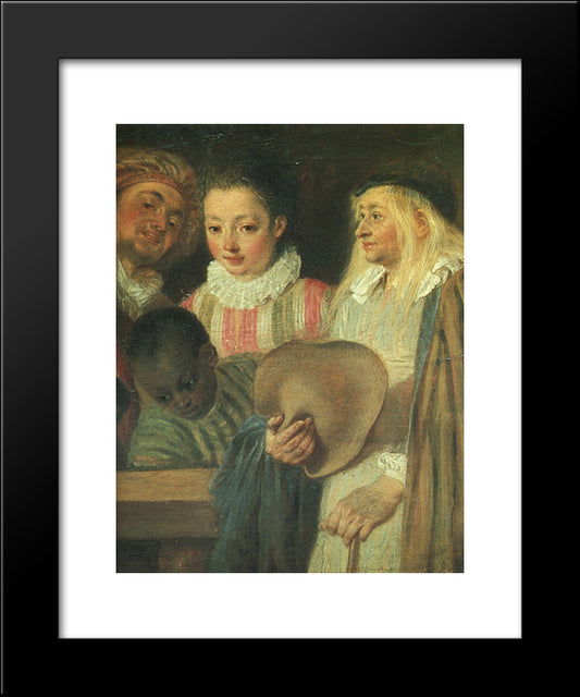 Actors From A French Theatre ' Detail 20x24 Black Modern Wood Framed Art Print Poster by Watteau, Antoine