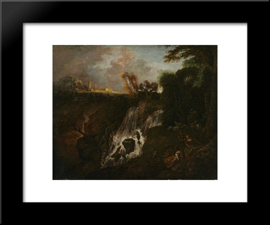 La Chute D'Eau 20x24 Black Modern Wood Framed Art Print Poster by Watteau, Antoine