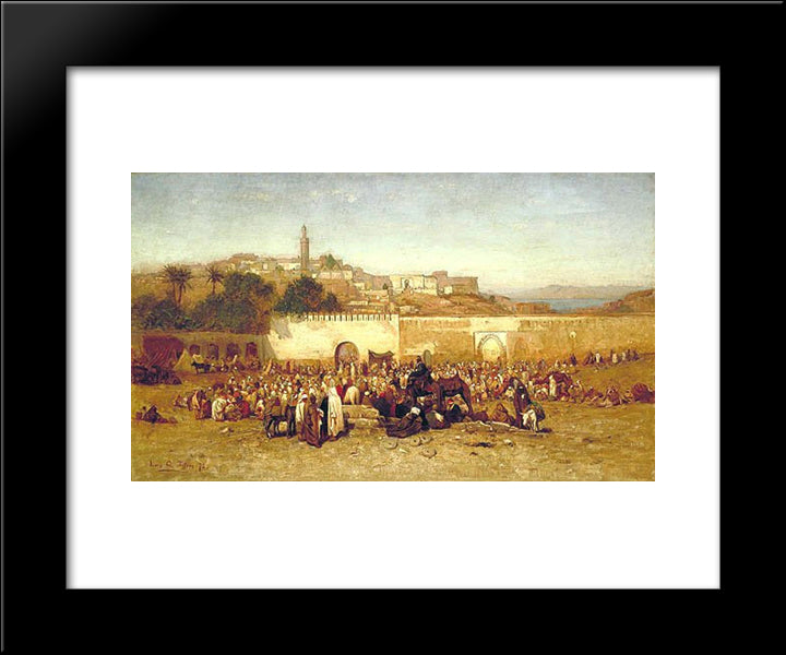 Market Day Outside The Walls Of Tangiers, Morocco 20x24 Black Modern Wood Framed Art Print Poster by Tiffany, Louis Comfort