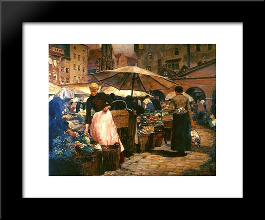 Market Day At Nuremberg 20x24 Black Modern Wood Framed Art Print Poster by Tiffany, Louis Comfort