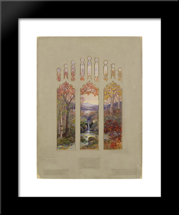 Design For Autumn Landscape Window 20x24 Black Modern Wood Framed Art Print Poster by Tiffany, Louis Comfort